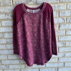 Free People Maroon Bed Of Roses Side Zip Long Sleeve Sweater Women's Size S.